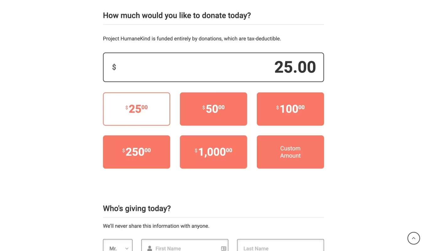 Project Humane Donate Form